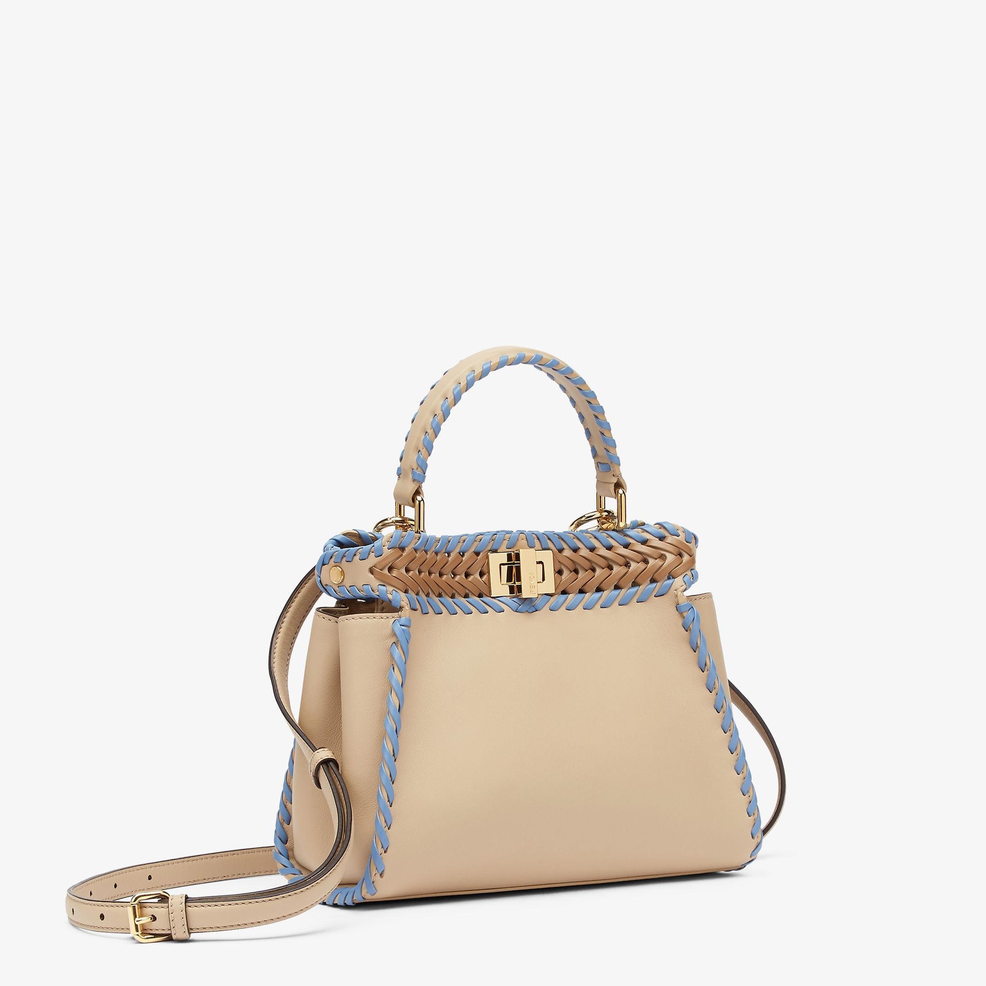 Peekaboo MiniBeige leather bag with multicolor interlacing Product Image