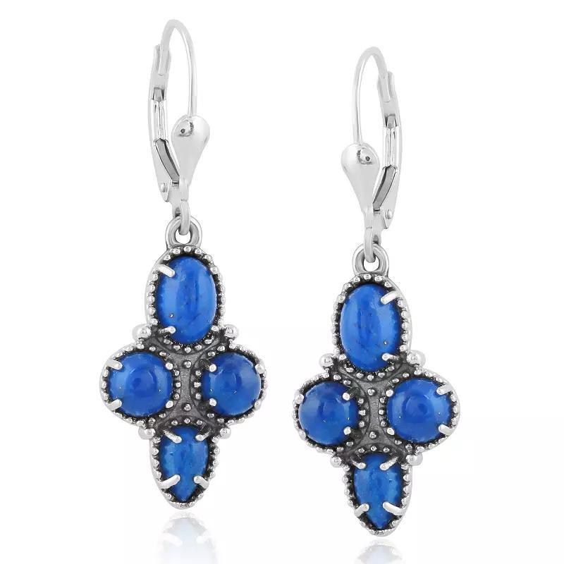 Southwest Spirit Sterling Silver and Stone Drop Earrings, Womens, Blue Lapis Product Image