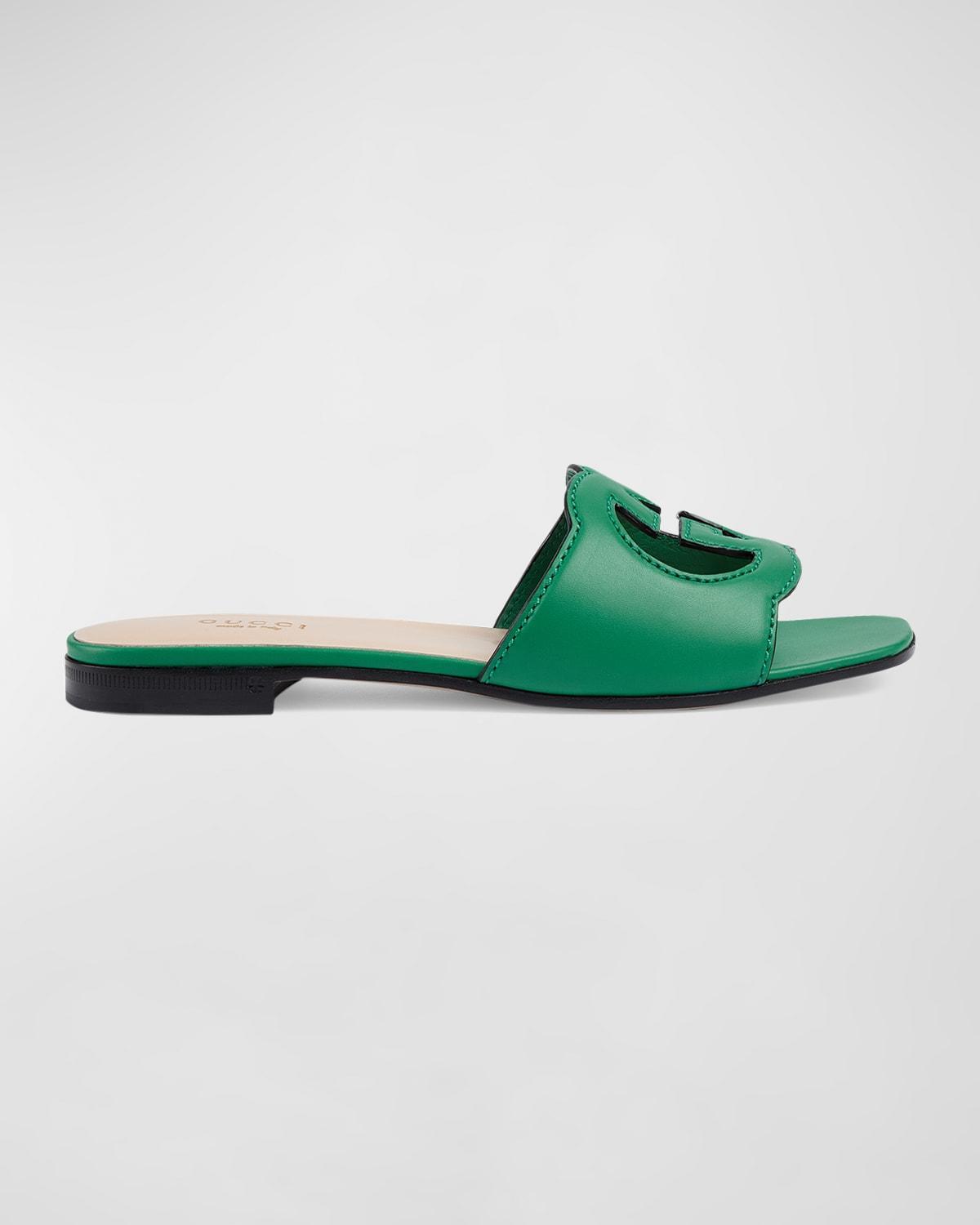 Womens GG Cut-Out Leather Slides Product Image