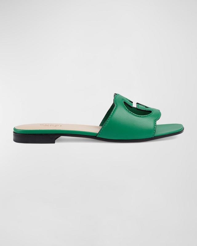 Womens GG Cut-Out Leather Slides Product Image