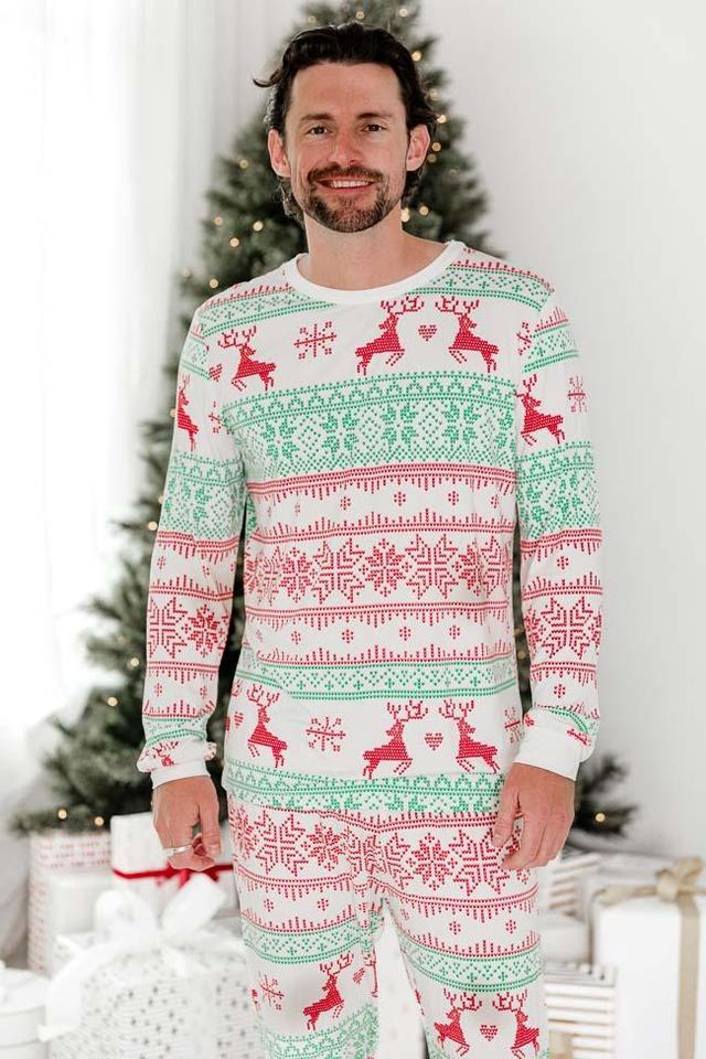 Sleigh All Day Men Red and Green Fair Isle Pajama Top FINAL SALE Product Image