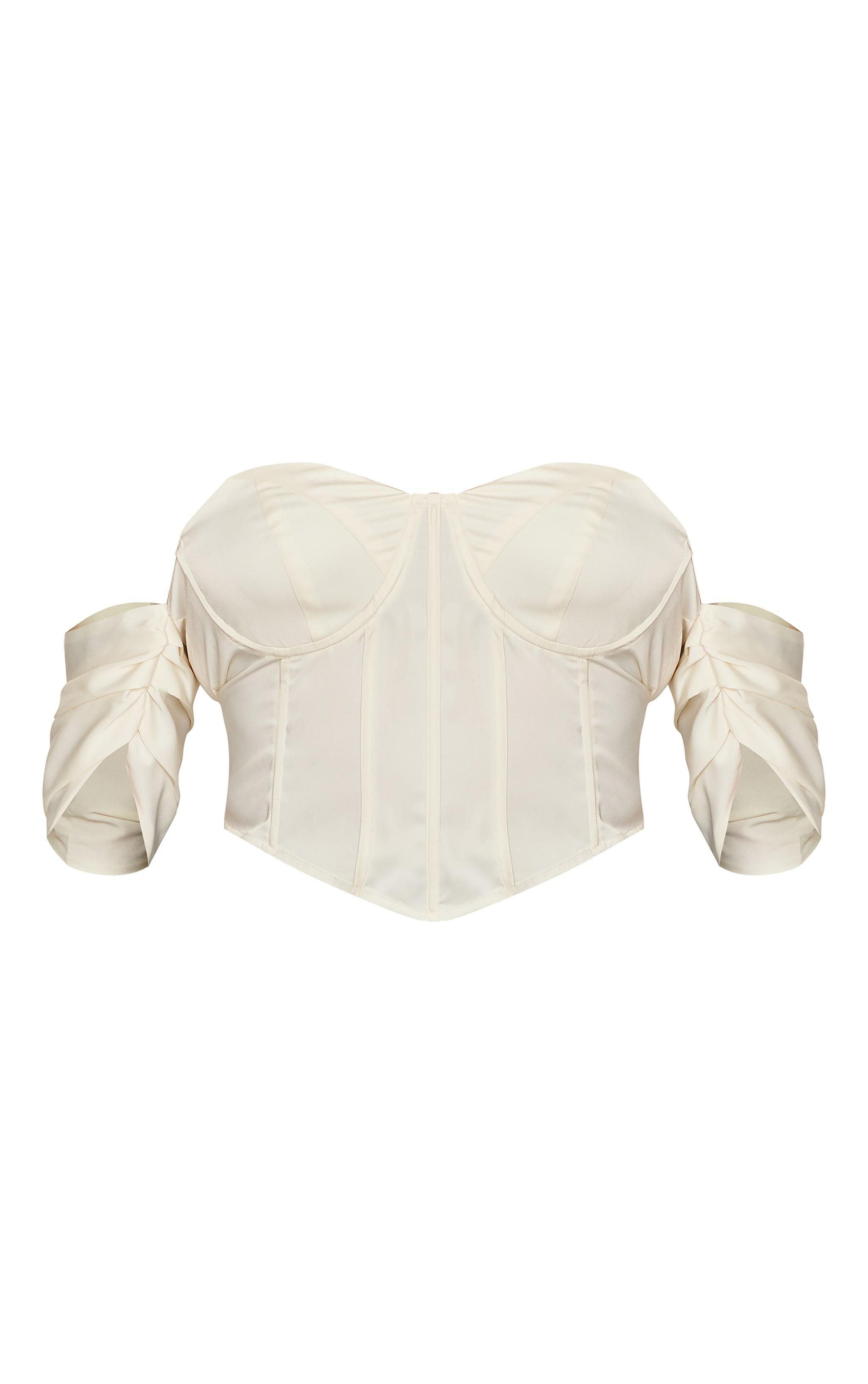  Plus Cream Satin Bardot Sleeve Corset Product Image