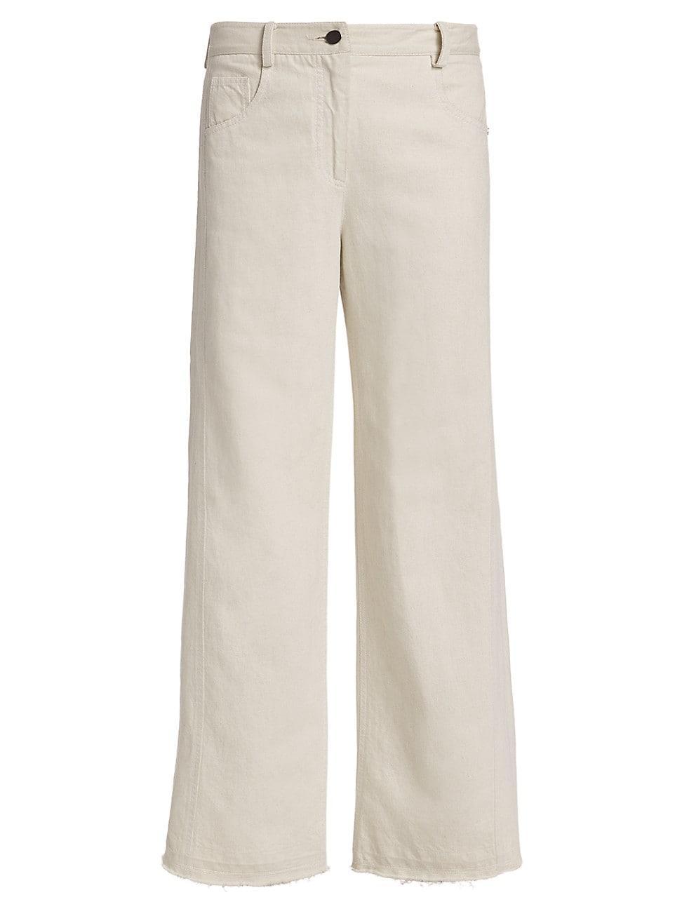 Womens Cotton & Linen Wide-Leg Pants Product Image