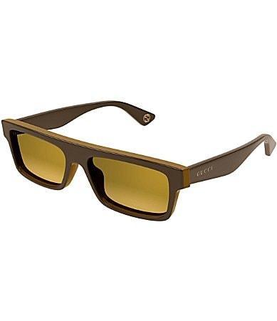 Gucci Mens Aspen 57mm Rectangle Sunglasses - Shiny Solid Bilayer Brown/Beige Product Image