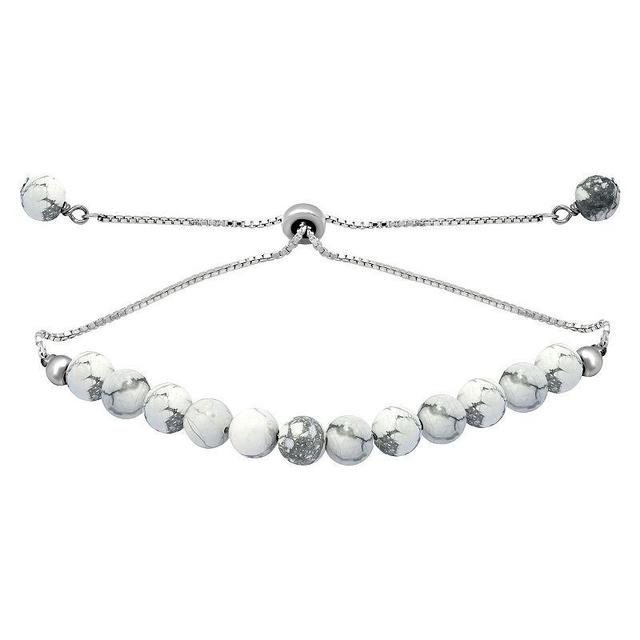 Aleure Precioso Gemstone Bead Frontal Adjustable Bracelet, Womens Howlite Product Image