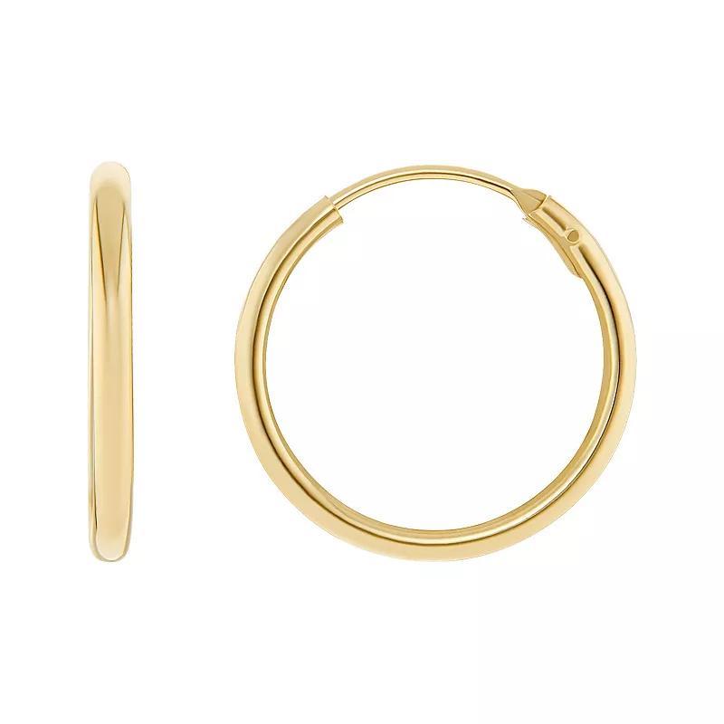 PRIMROSE 14k Gold 13 mm Skinny Sleeper Hoop Earrings, Womens, 14k Yellow Gold Product Image