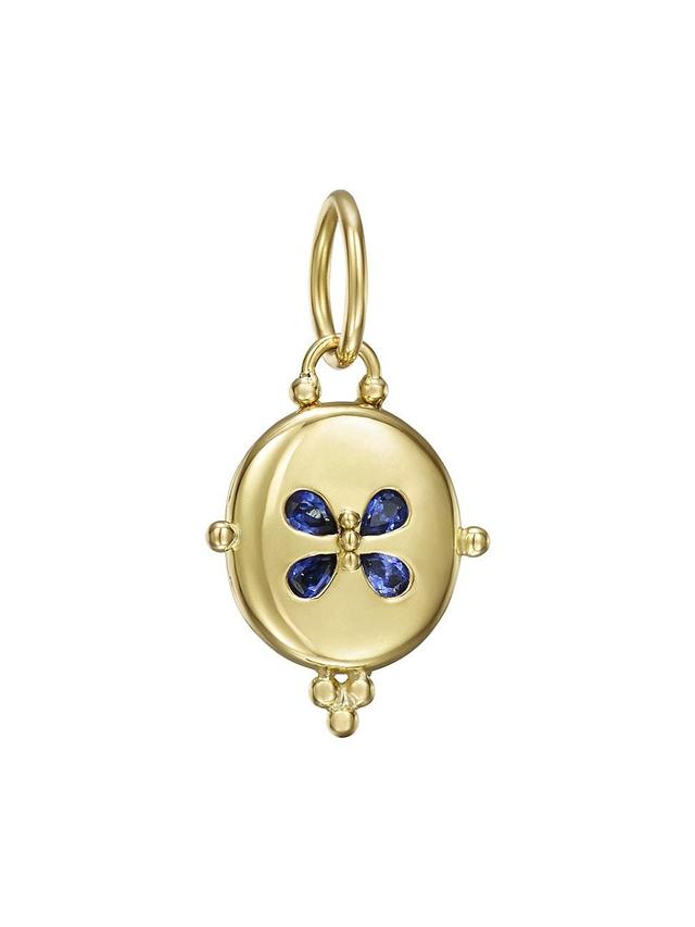 Womens FJ Flora 18K Yellow Gold & Blue Sapphire Butterfly Locket Pendant Product Image