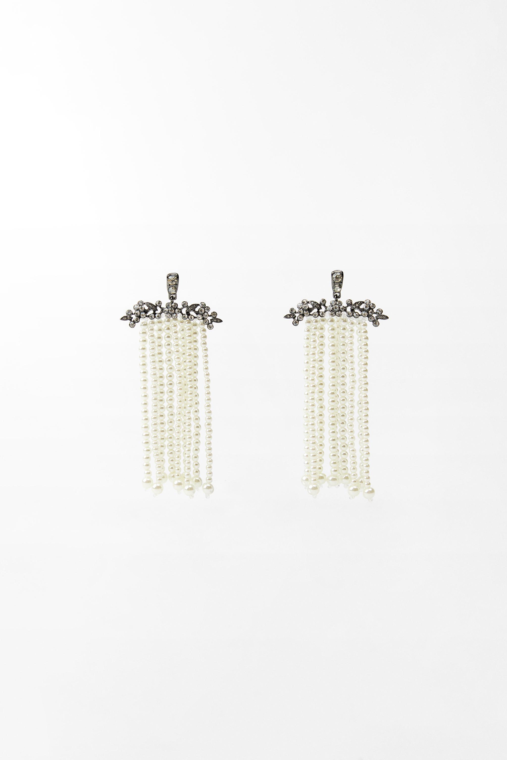 RHINESTONE PEARL WATERFALL EARRINGS Product Image