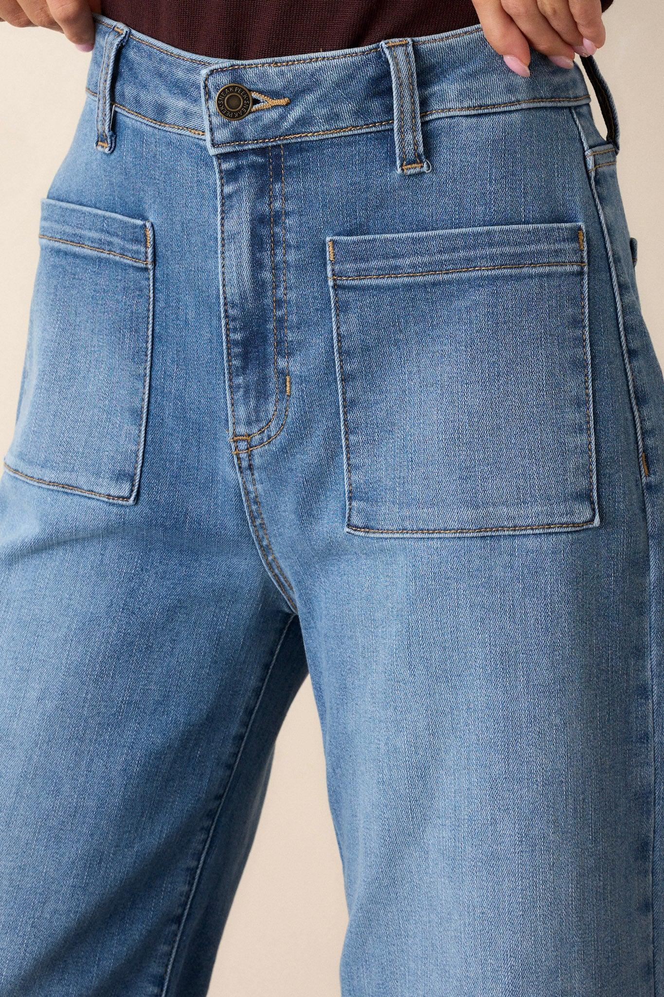 Sunday Morning Medium Wash Wide Leg Jeans Product Image