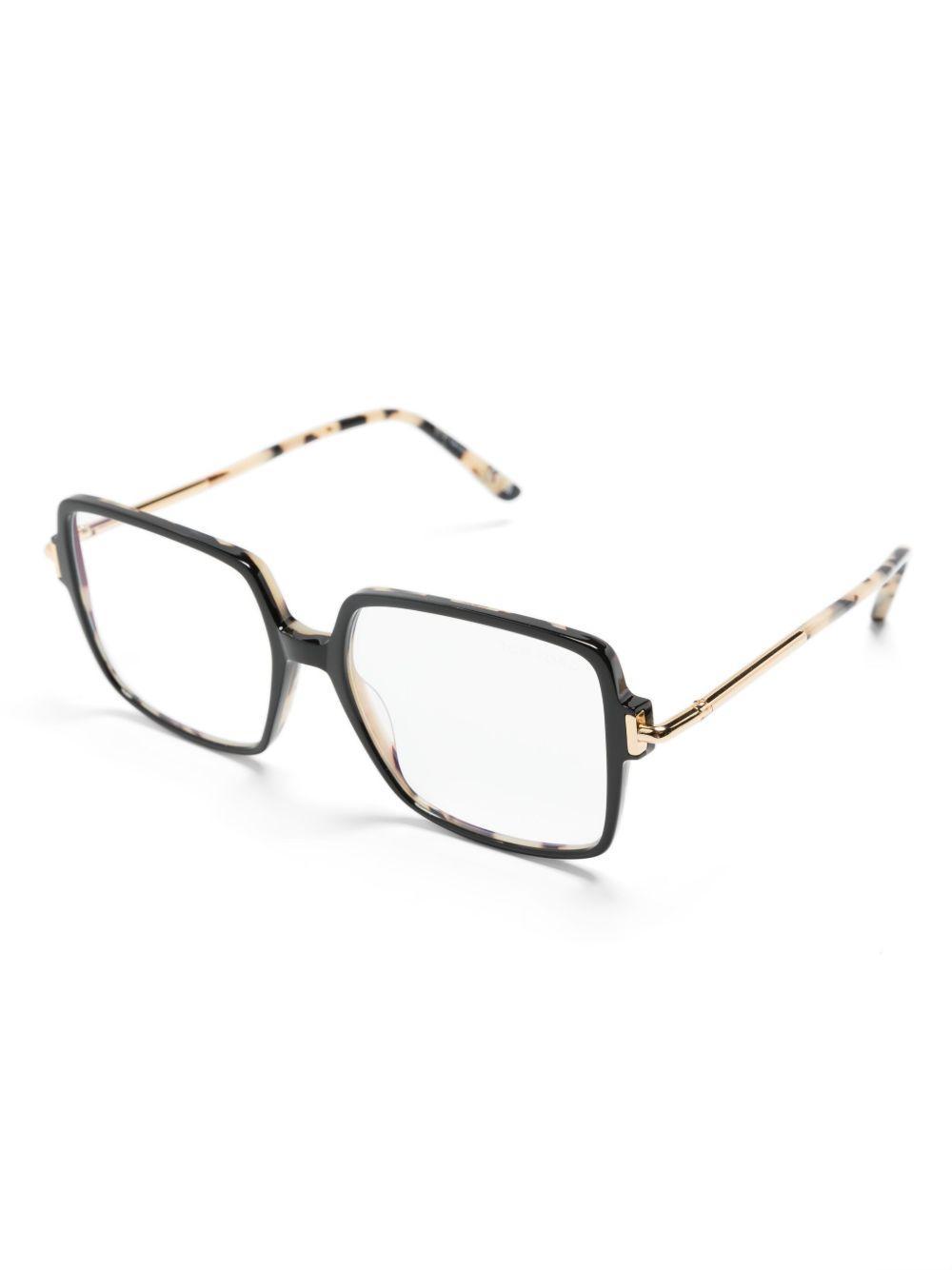 TOM FORD Tortoiseshell-effect Square-frame Glasses In Black Product Image