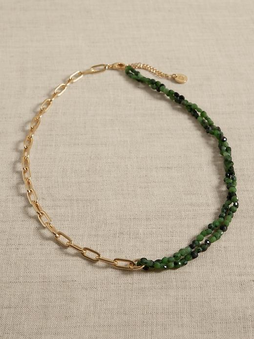 Semi-Precious Stone Paperclip Chain Necklace Product Image