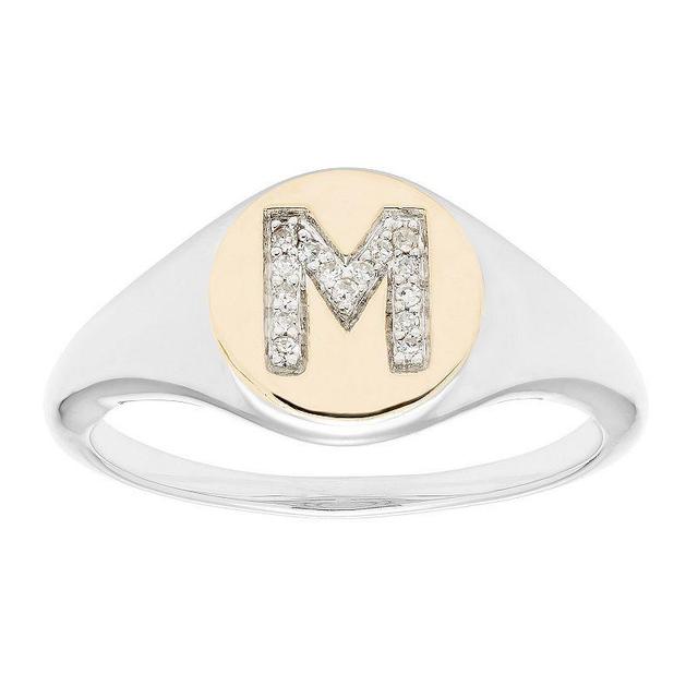 Its Personal 14k Gold Over Sterling Silver Diamond Accent Initial Signet Ring, Womens Two Tone M Product Image