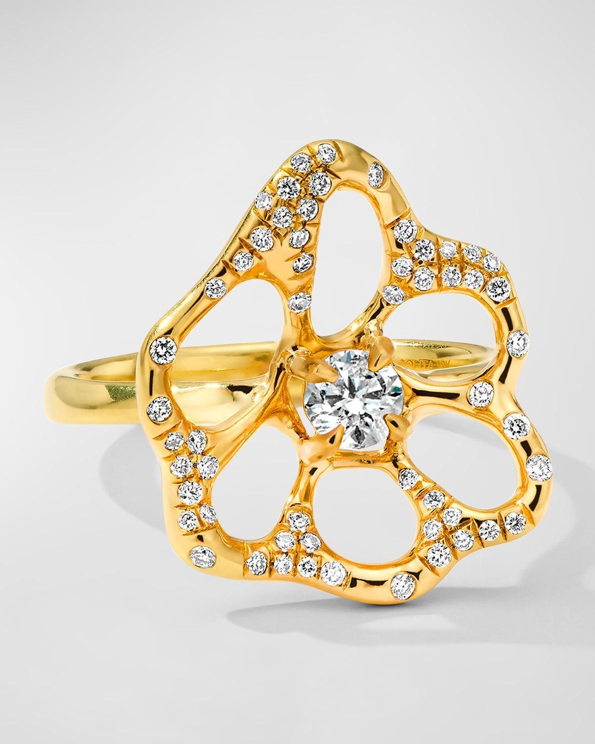 Womens Stardust 18K Yellow Gold & 0.21 TCW Diamond Medium Flower Ring Product Image