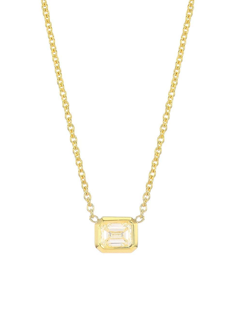 Womens Tiny Treasures 18K Yellow Gold & Emerald-Cut Diamond Pendant Necklace - Yellow Gold Product Image