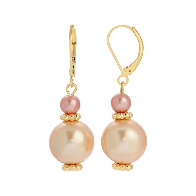 1928 Gold Tone Pink Pearl Earrings, Womens Product Image