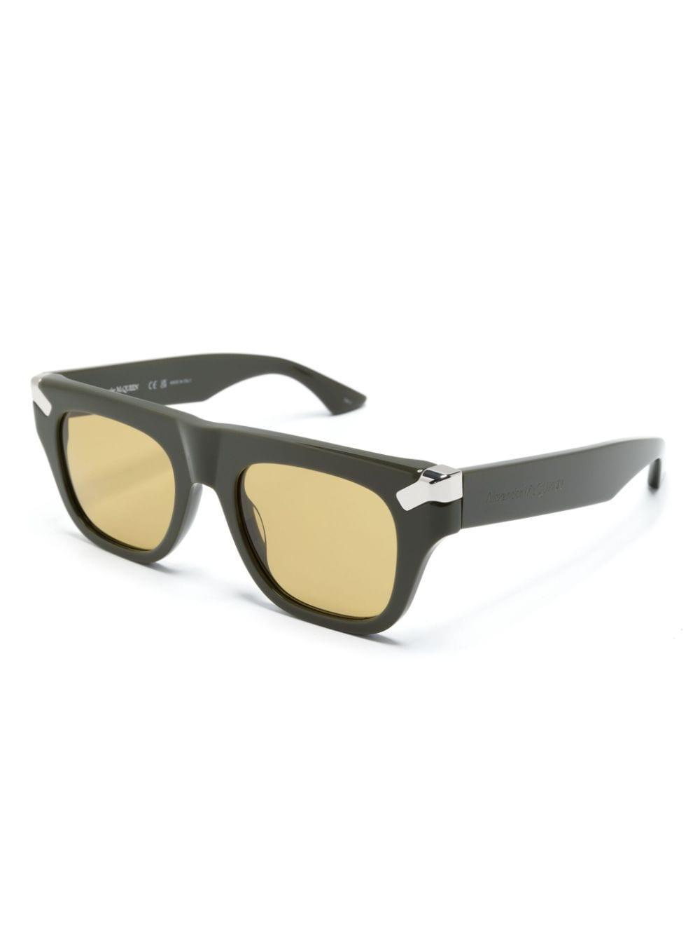 Logo-engraved Square-frame Sunglasses In Green Product Image