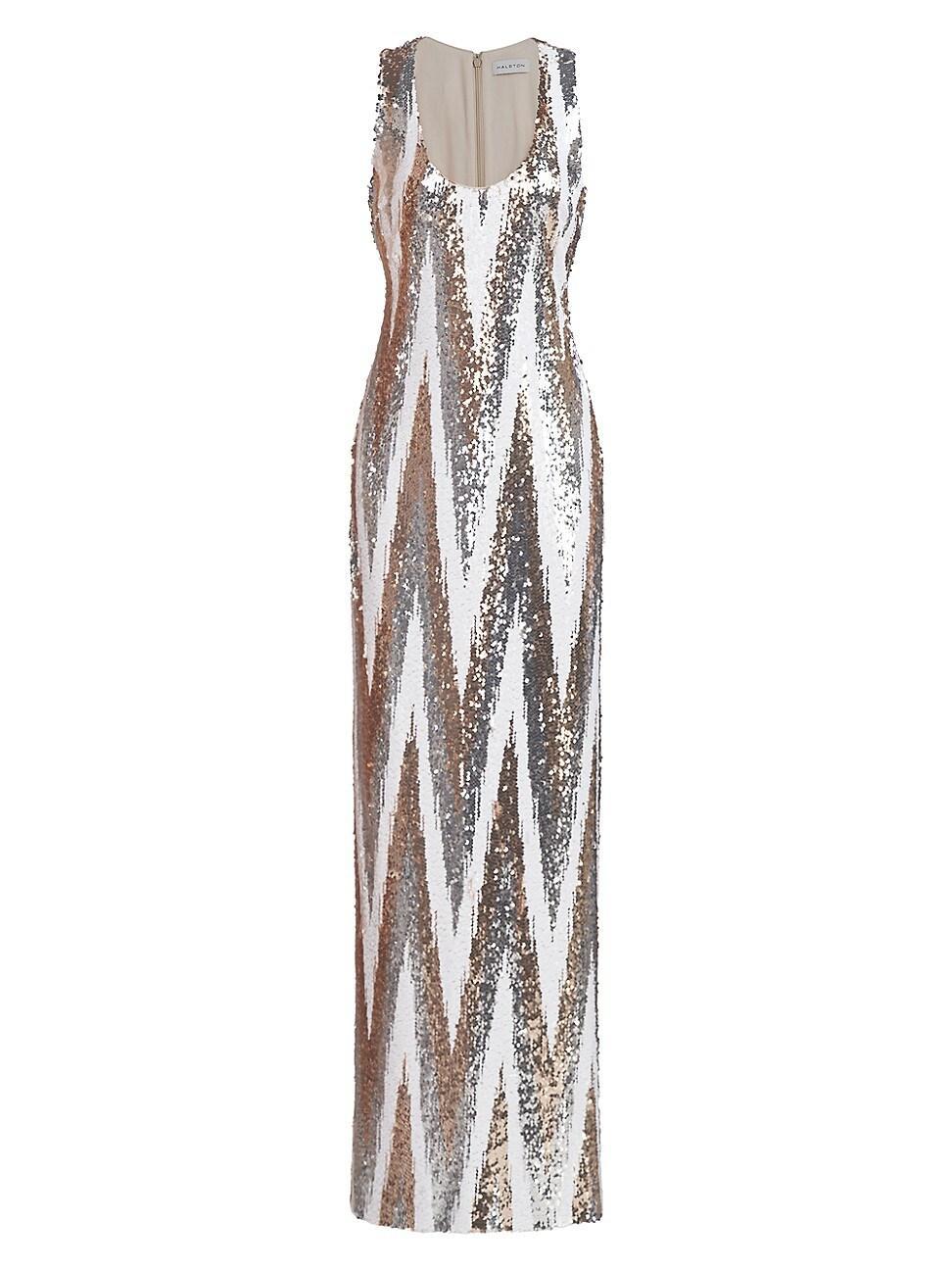 HALSTON Eleanor Sequin Chevron Gown Product Image