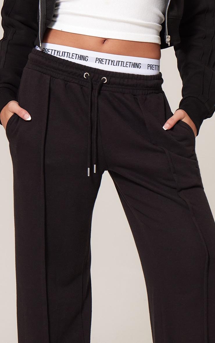 Black Seam Detail Wide Leg Sweatpants Product Image