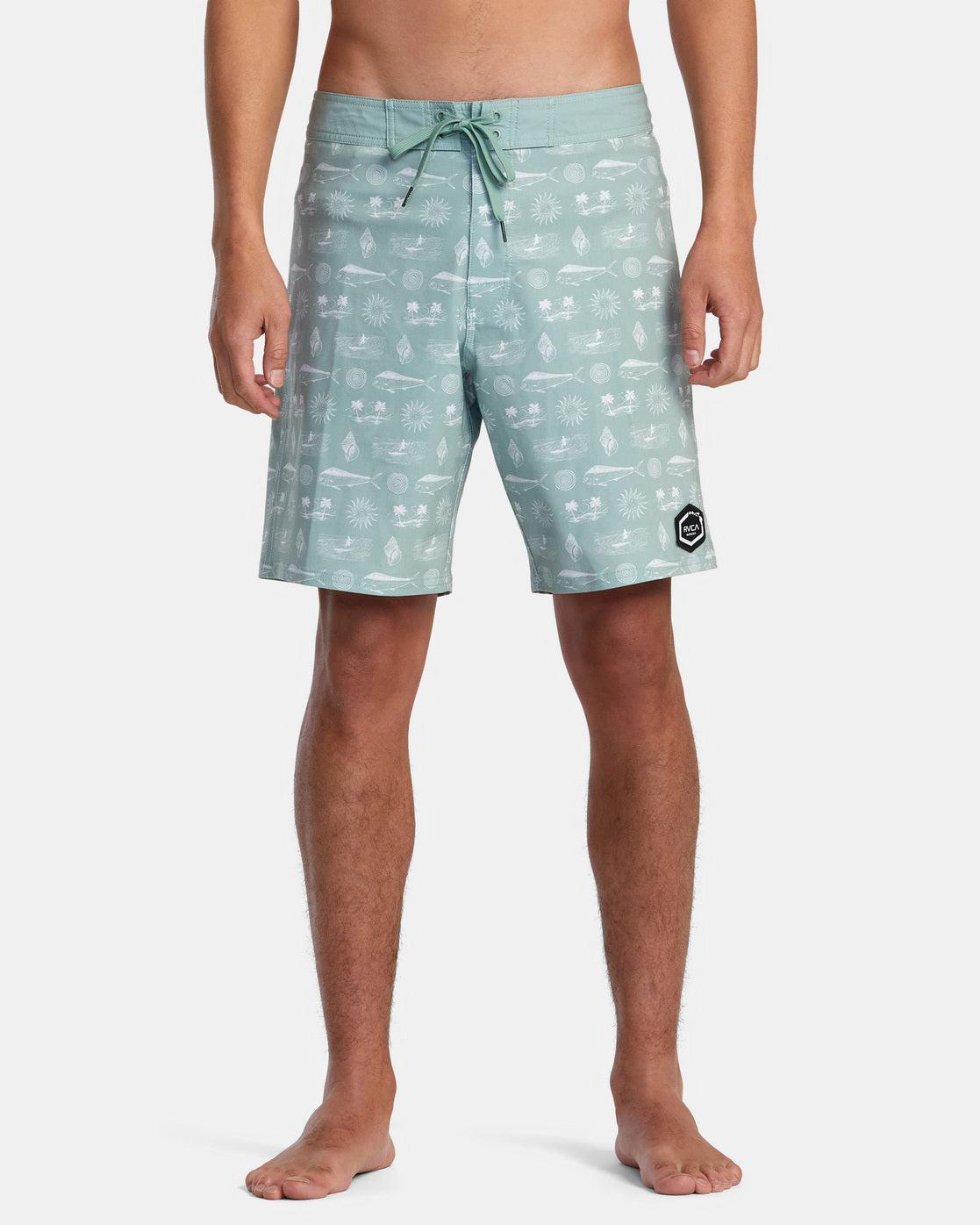 Dorado Hemp Stretch 18" Boardshorts - Green Haze Product Image