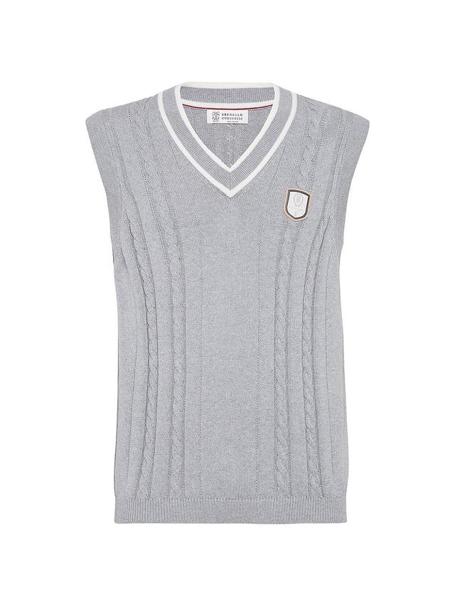 Mens Cotton Cable Knit Vest with Tennis Badge Product Image