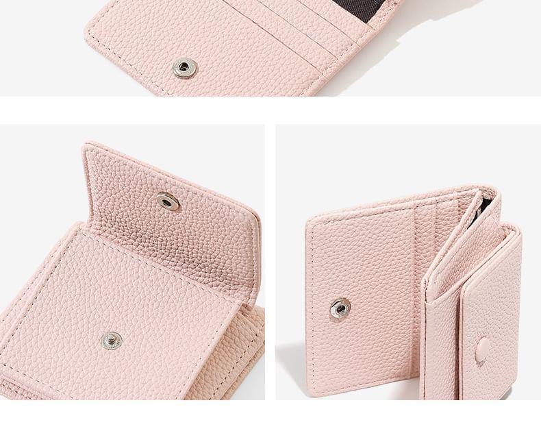 Plain Faux Leather Short Wallet Product Image