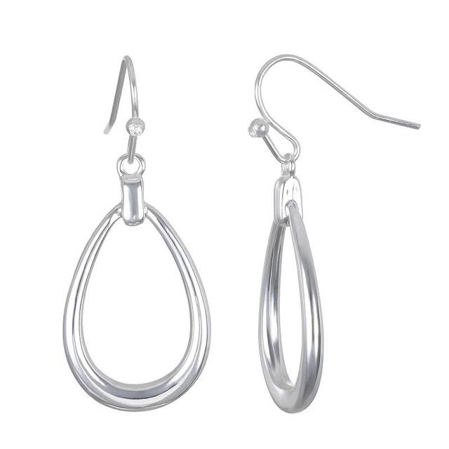 Emberly Silver Tone Open Teardrop Fishhook Earrings, Womens, None Product Image