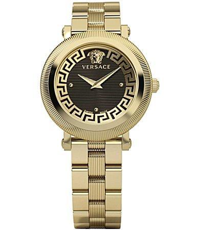 Mens Greca Flourish IP Yellow Gold Stainless Steel Bracelet Watch/35MM Product Image