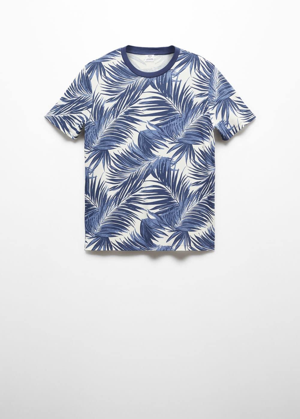 MANGO MAN - Slim-fit palm-print shirt blueMen Product Image