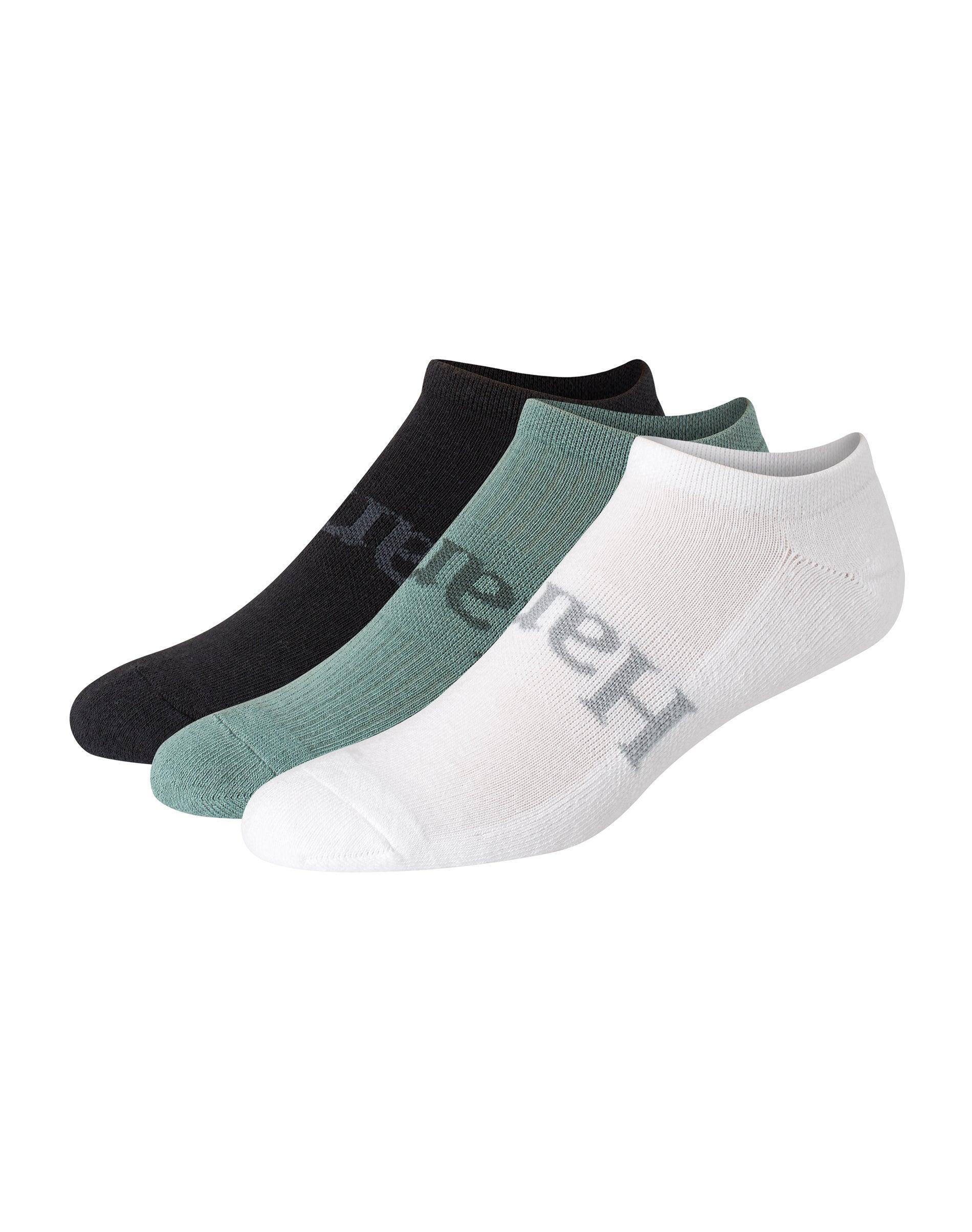 Hanes Originals Mens SuperSoft No Show Socks, 3-Pairs Wintergreen Dream/Black/White 6-12 Product Image