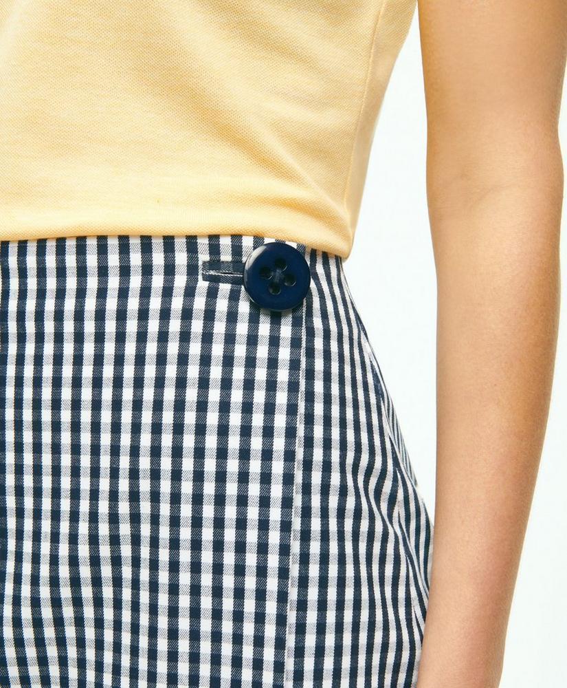 Gingham Wrap Skirt In Bi-Stretch Cotton Twill Product Image