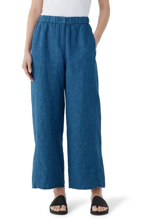 Eileen Fisher Organic Linen Ankle Wide Leg Pants Product Image