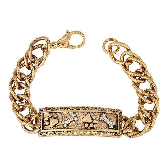 1928 Crystal Bone And Paw Bar Link Bracelet, Womens, Yellow Product Image