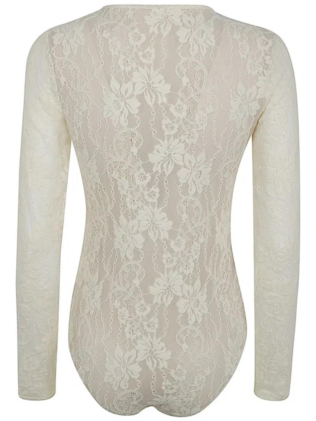 Lace Bodysuit In White Product Image