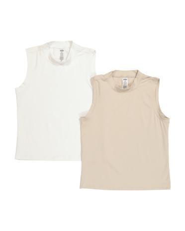 2Pk Peach Interlock Tank Tops For Women Product Image