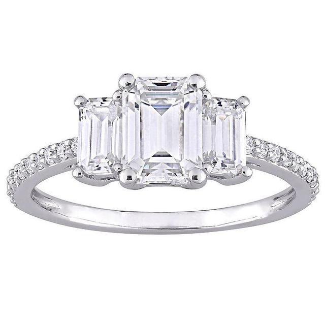 Stella Grace 10k White Gold 1 3/4 Carat T.W. Lab-Created Moissanite 3-Stone Engagement Ring, Womens Product Image