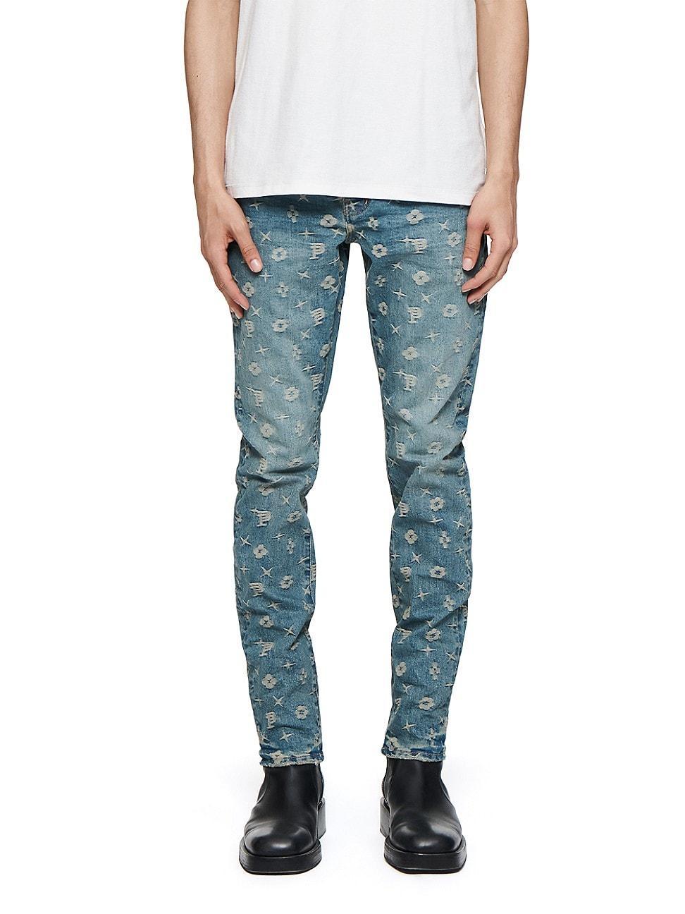 Mens P001 Logo Print Jacquard Skinny Jeans Product Image