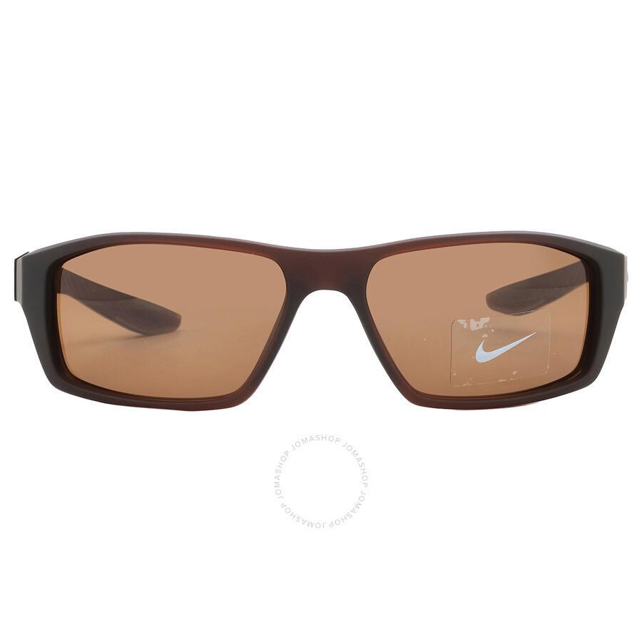 NIKE Dark Brown Rectangular Men's Sunglasses  Brazen Shadow M 233 59 In Black Product Image