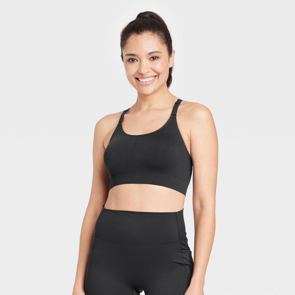 Womens Seamless Medium Support Cami Sports Bra - All In Motion Black S Product Image