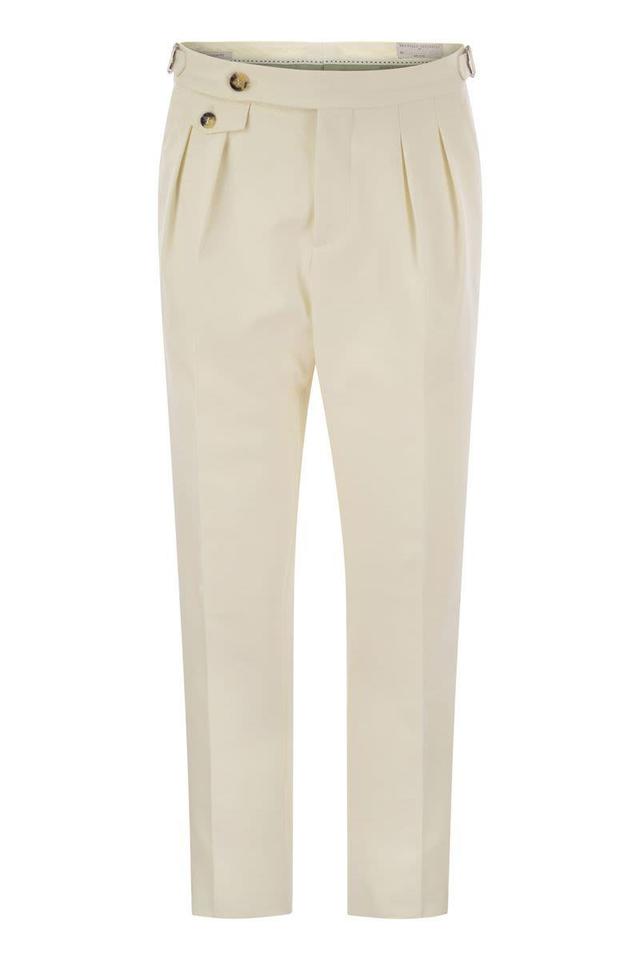 Tailor-fit Cotton Gabardine Trousers For Men In White Product Image