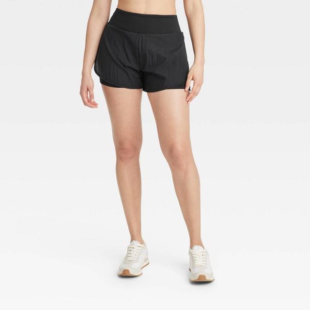 Womens Woven High-Rise 2-in-1 Run Shorts 3 - All In Motion Black Product Image