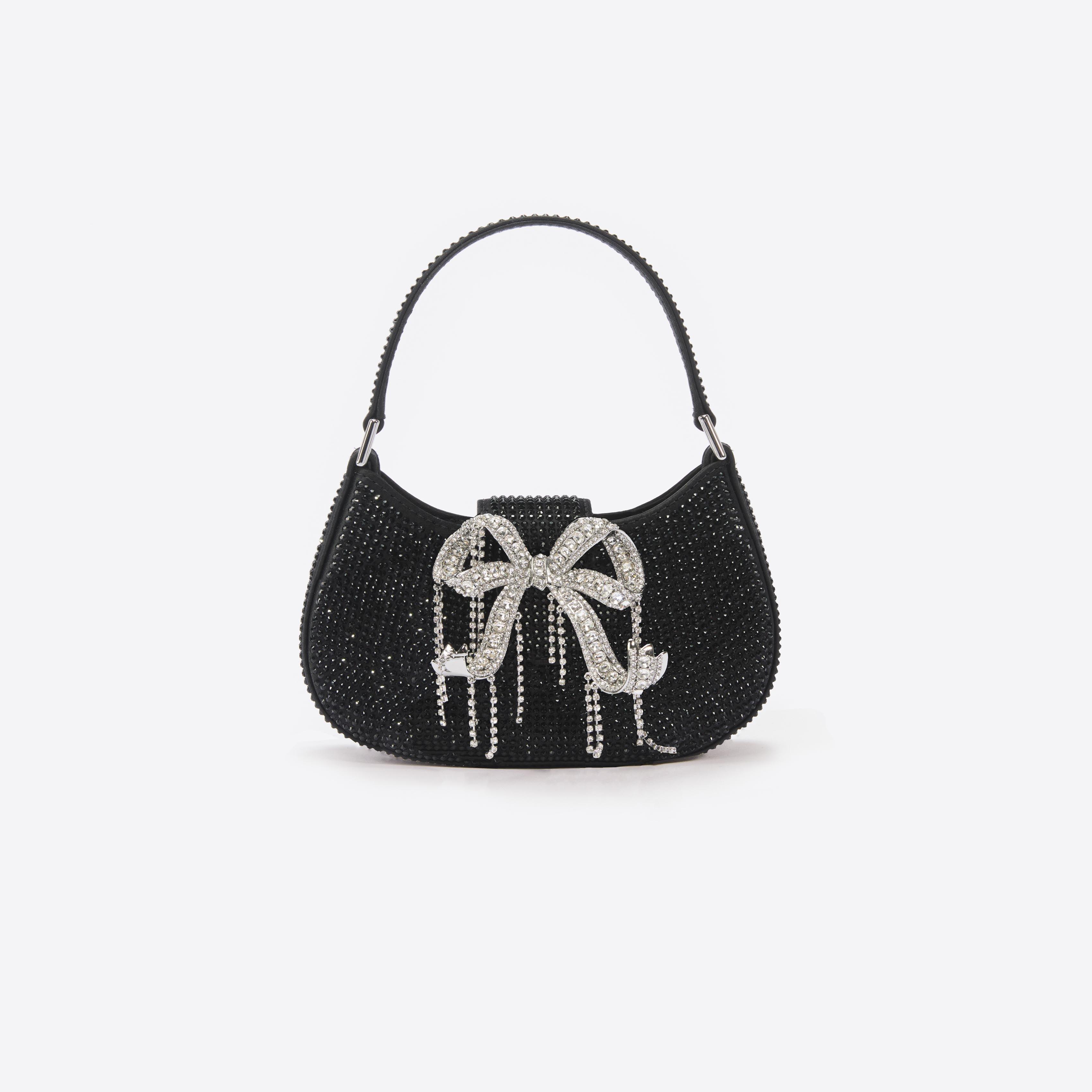 Black Rhinestone Mini Crescent Bag Product Image