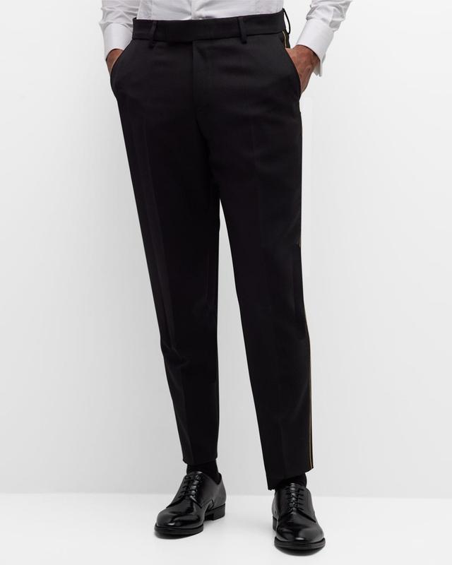 Boss Men's Wool-Blend Solid Tuxedo Pants - Size: 30 - BLACK Product Image