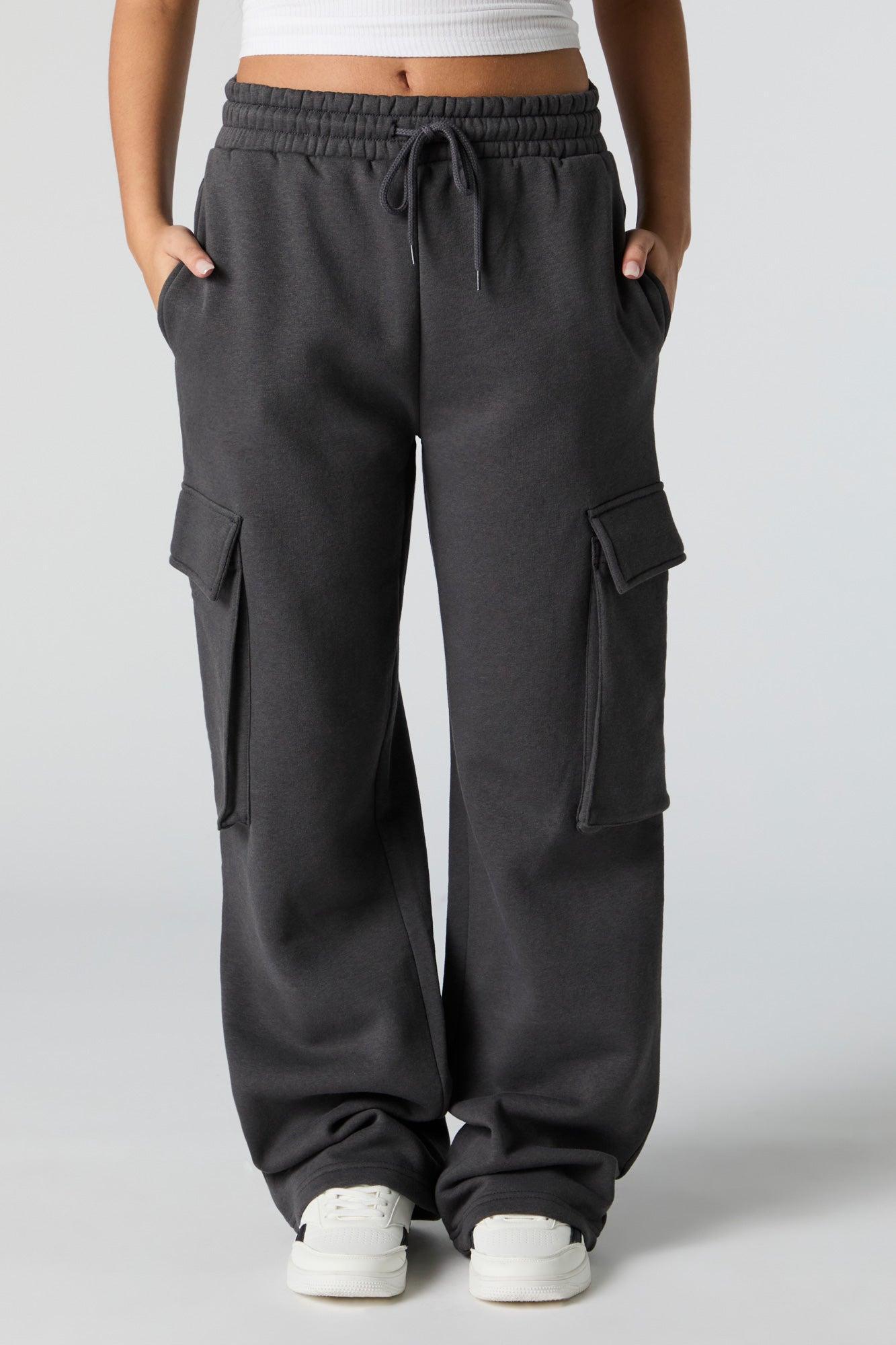 Fleece Wide Leg Cargo Sweatpant Female Product Image