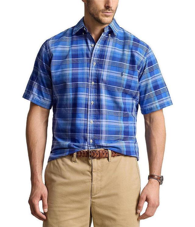 Polo Ralph Lauren Big & Tall Classic Fit Plaid Oxford Short Sleeve Woven Shirt Product Image