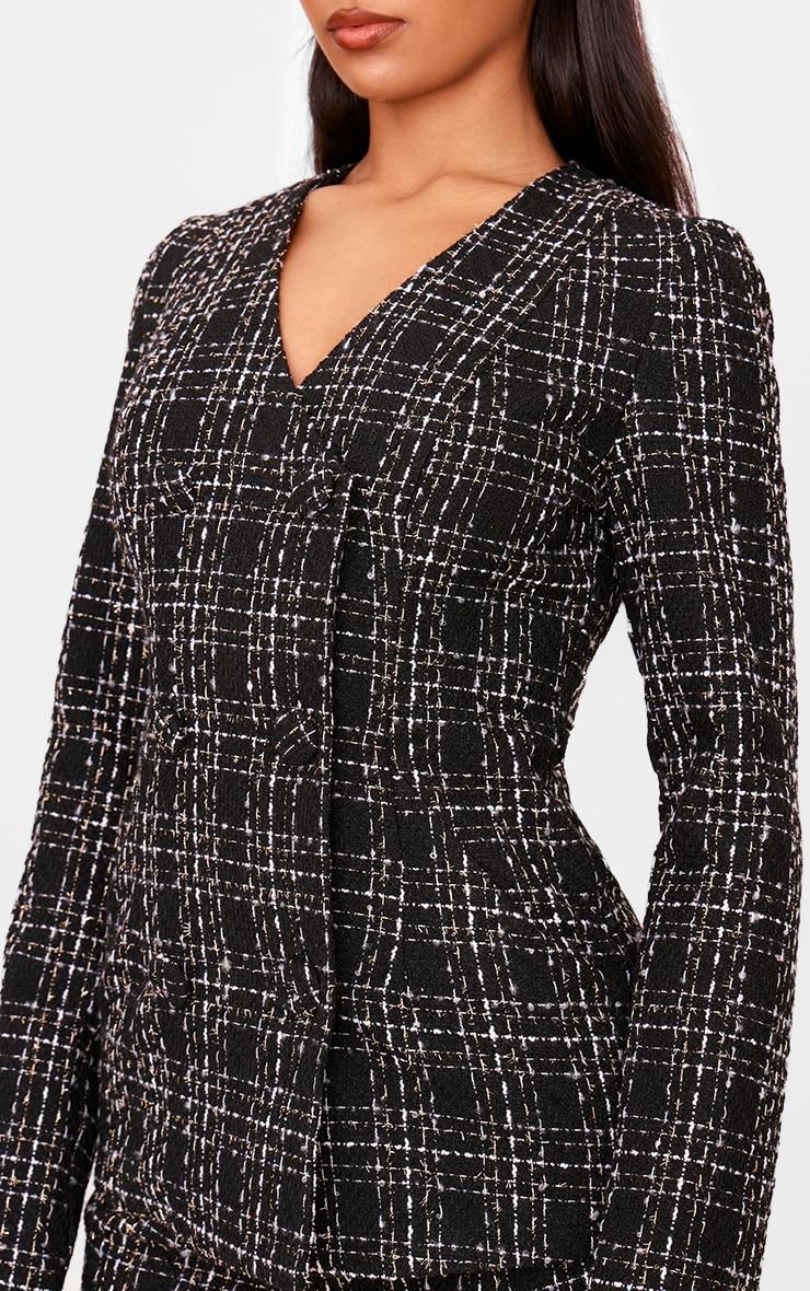 Black Tweed Long Sleeve Romper Product Image