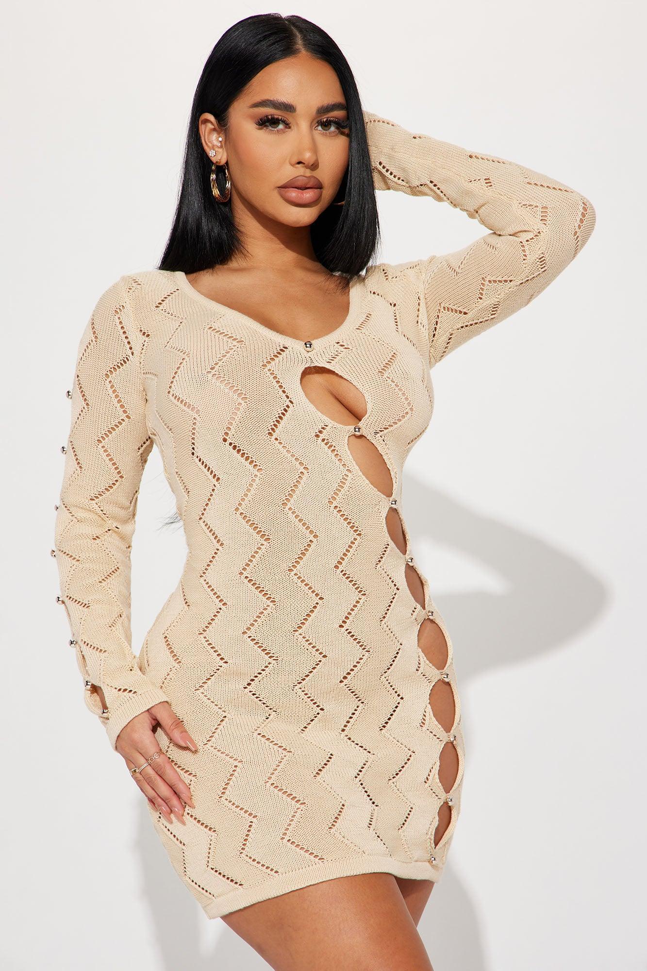 Phoenix Sweater Mini Dress - Tan Product Image