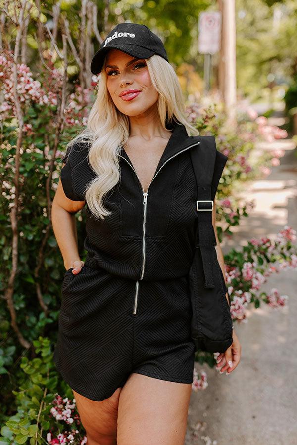 Coffee Run Cutie Romper in Black Curves Product Image