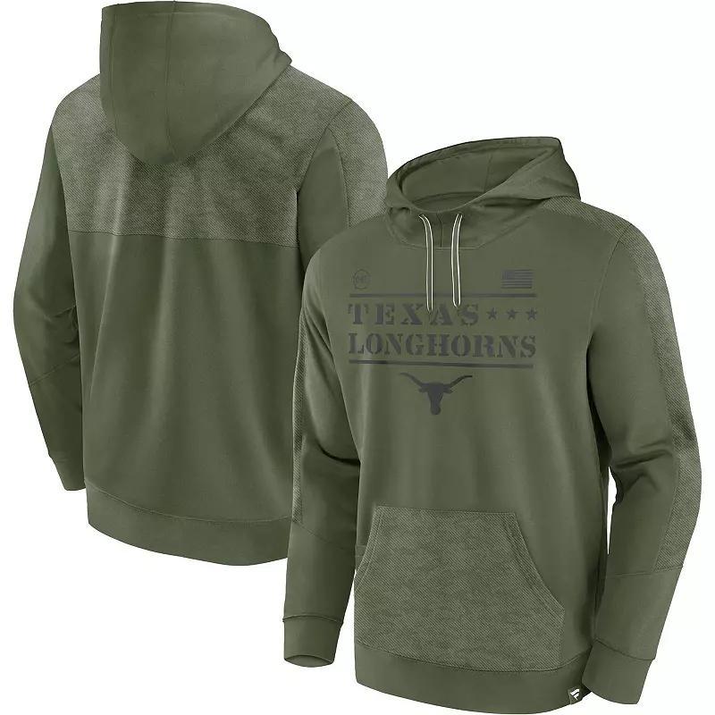 Mens Fanatics Branded Olive Texas Longhorns OHT Military Appreciation Stencil Pullover Hoodie Product Image