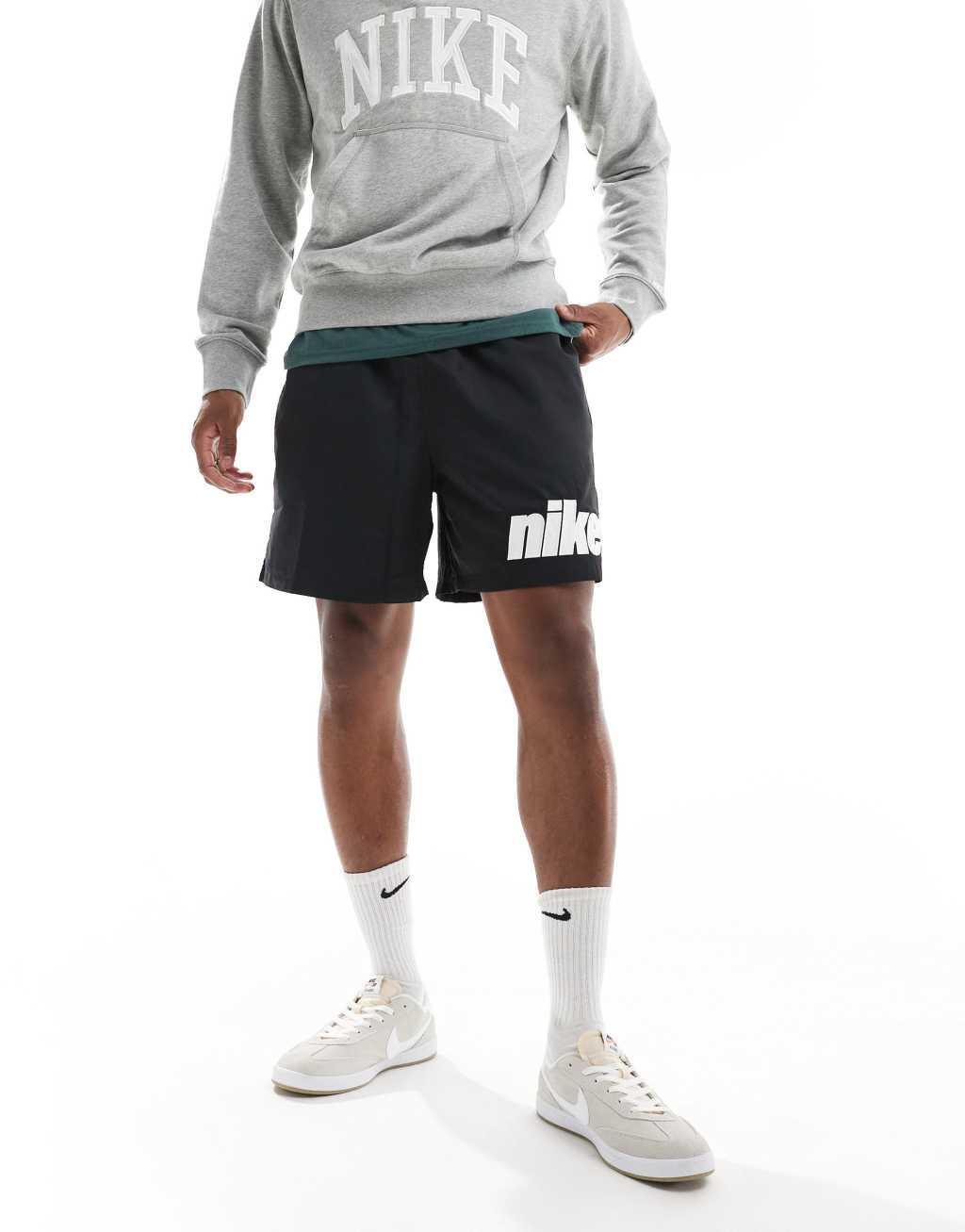 Nike Block 2.0 logo woven shorts in black Product Image