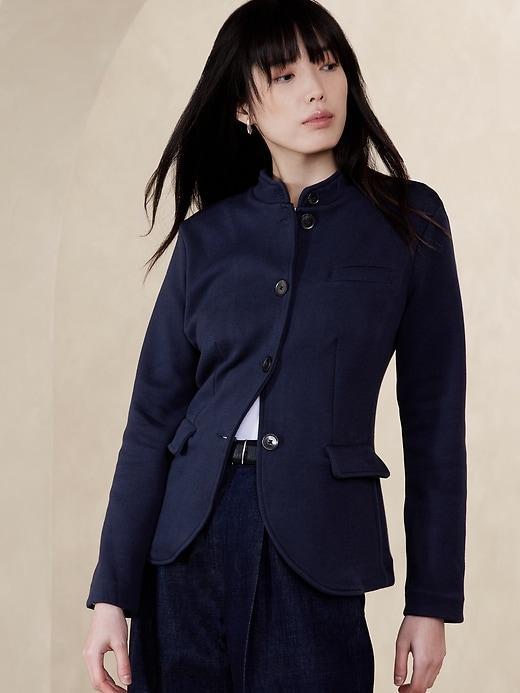 Band-Collar Knit Blazer Product Image